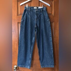 NWT EVERLANE High Rise Pleated Jeans in Mid Indigo 23